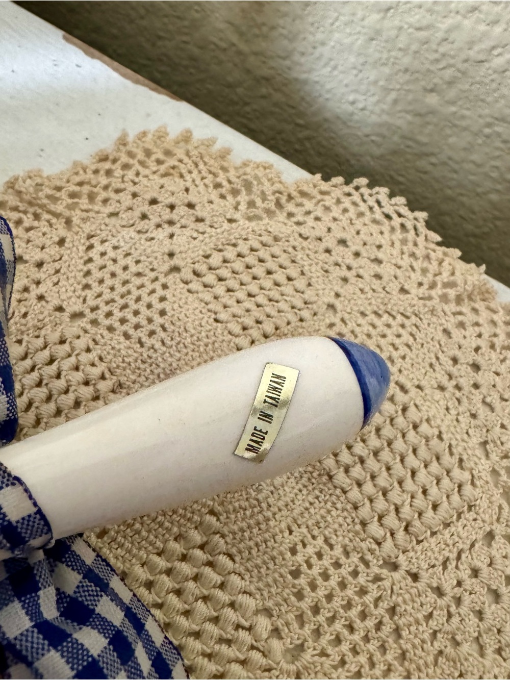 Hand-Painted Ceramic Chicken Bell in Blue and White - Picture 3 of 4